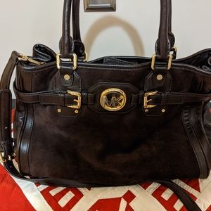 Michael kors chocolate leather and suede handbag